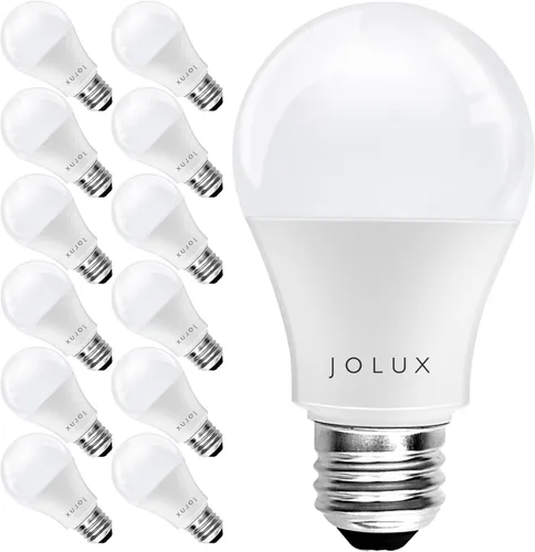 Jolux Bombilla LED A19 E26 equivalente a 60 vatios, bombillas de base de tornillo mediano, 8.5 W 5000 K (luz diurna), 800 lúmenes clasificados para