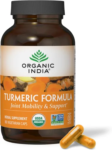 ORGANIC INDIA Suplemento herbario de curcumina de cúrcuma, movilidad articular y apoyo inmunológico, respuesta inflamatoria saludable, suplemento de