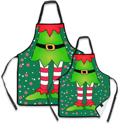 Miniatura 14 de Remimi Juego de 2 delantales de Navidad, impermeables, delantales de chef de cocina a juego para padres e hijos