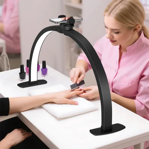 Miniatura 2 de iVict Luz de Media Luna para Mesa de Uñas, Lámpara Técnica de 29 Pulgadas 40W con Soporte para Teléfono, 10 Niveles de Brillo Ajustables, Lámpara