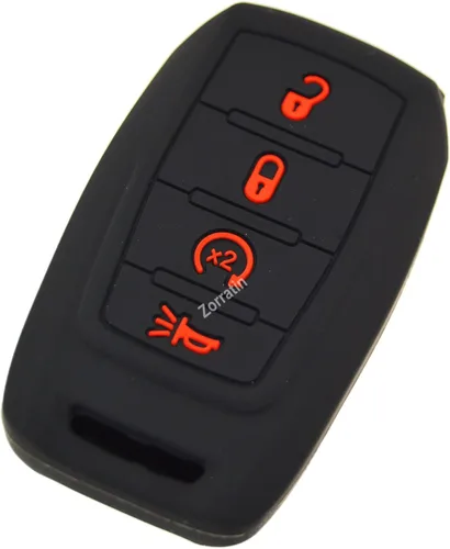 Zorratin Funda protectora de silicona para llavero remoto para Ram 1500 2500 3500 2019 2020 2021 2022 2023 2024 2025 4 botones Negro con botón rojo