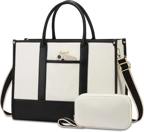 Miniatura 10 de LOVEVOOK Bolso para laptop y bolsa de mano para mujeres, bolso de trabajo de 15.6 pulgadas, gran bolso profesional para maestra, liviano, bolso