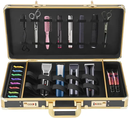Herramienta de peluquería Estuche de viaje para peluquería Clipper Trimmer Holder Caja organizadora Caja de herramientas con cerradura, kit de corte