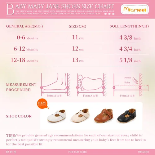 Miniatura 6 de Miamooi Zapatos de vestir de boda para bebés y niñas, zapatos de ballet con lazo de princesa Mary Jane, zapatos planos para primeros pasos, zapatos