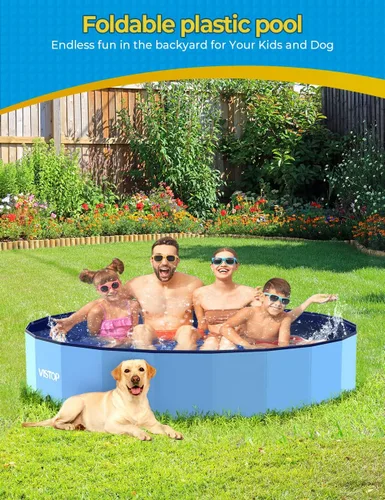 Miniatura 7 de VISTOP Alberca plegable gigante para perros, piscina portátil de plástico duro para perros, gatos y niños, bañera plegable para mascotas, piscina