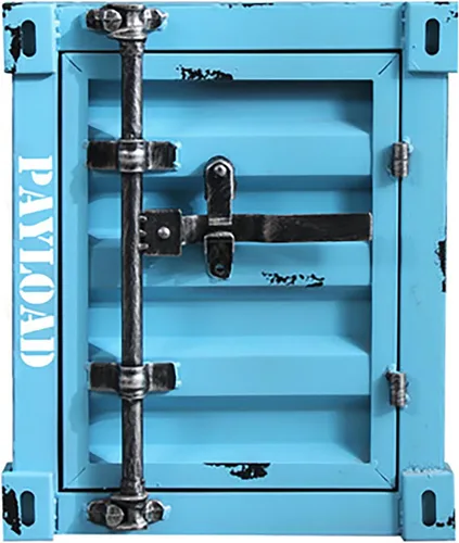 Miniatura 8 de HM&DX Mesa auxiliar industrial con almacenamiento, mesita de noche de metal retro con cerradura, armario de almacenamiento con cerradura de alta