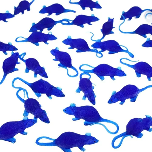 Colorido modelo de ratón de terror realista de plástico, juguete novedoso de 30 piezas, azul