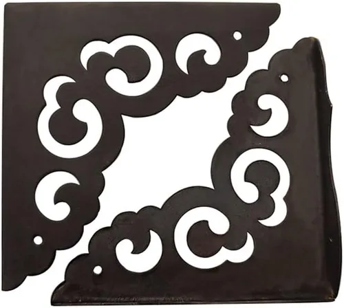 Miniatura 3 de Protector de esquina, 4 unidades, caja decorativa de metal antiguo, parachoques de metal de esquina para gabinete, escritorios, joyero, puerta