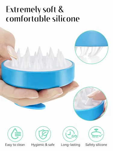 Miniatura 45 de HEETA Masajeador de cuero cabelludo para el crecimiento del cabello, cepillo de champú exfoliante de cuero cabelludo de silicona suave para Rojo