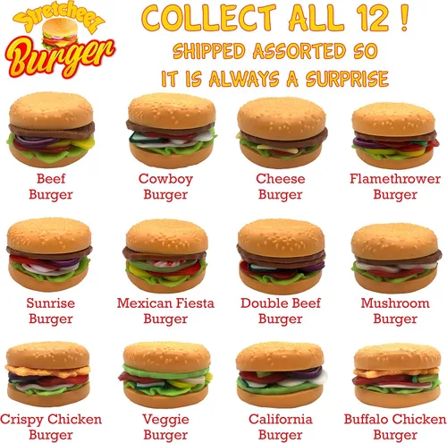 Miniatura 6 de Stretcheez Hamburguesa – Comida de juego para niños – Alimentos y coberturas elásticos – Mezcla y combina – Colecciónalos todos – Funciona