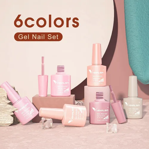 Miniatura 2 de VENALISA - Juego de esmaltes de uñas de gel rosa sin hema, 6 colores, popular kit de esmalte de gel rosa nude, esmalte en gel de remojo con lámpara
