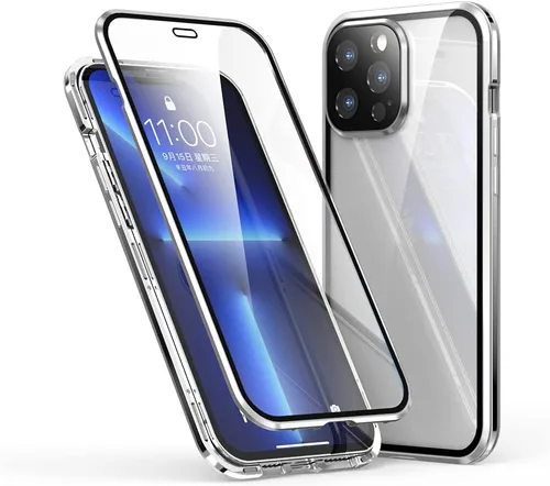 Miniatura 8 de Funda magnética para iPhone 13 Pro Max de 360 grados de cuerpo completo, lente de cámara integrada y protector de pantalla, color negro
