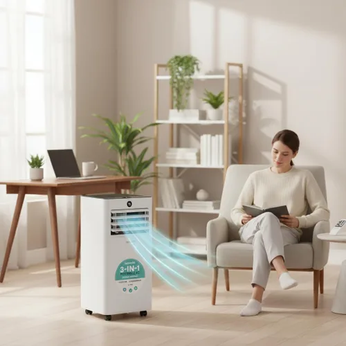 Miniatura 4 de SereneLife Aire acondicionado portátil de 8000 BTU, pequeña unidad de CA con deshumidificador y ventilador, mini unidad de CA con cobertura de 350