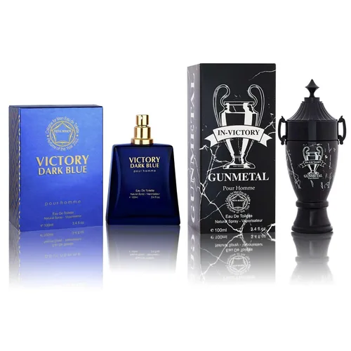 Miniatura 11 de Set de regalo de perfume para hombre, EDP, paquete de 2 (3.4 oz / 3.4 fl oz cada uno), Amazing Code Gold, AQUA DE EP BLUE, ámbar picante y azul