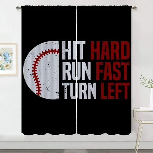 Cortinas opacas de béisbol para niños y niñas, decoración de oscurecimiento de habitación, tema deportivo, lema rojo y blanco, para dormitorio, sala