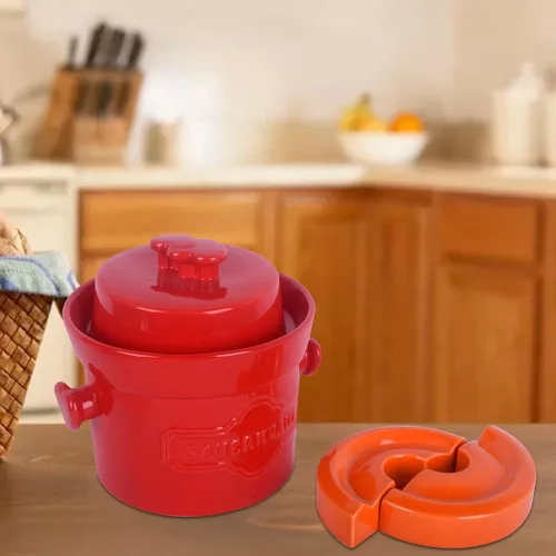 Miniatura 2 de Vencer Frasco de boca ancha peso de fermentación dividida,Pesos de fermentación para decapado y fermentación Crock,Naranja,VHF-019O