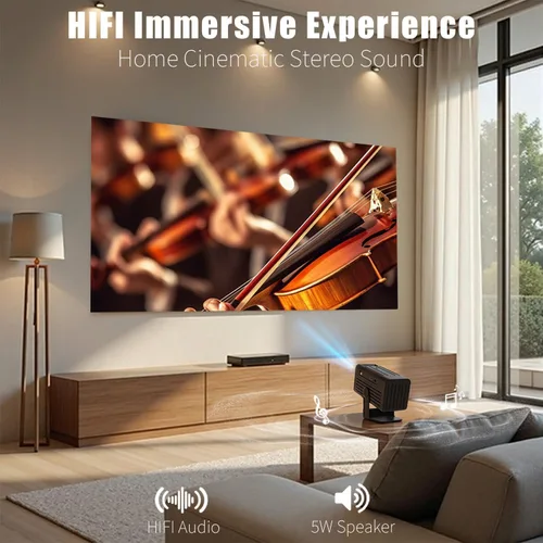 Miniatura 6 de Mini proyector con WiFi y Bluetooth, proyector inteligente compatible con 1080P con aplicaciones integradas, proyector de películas para exteriores