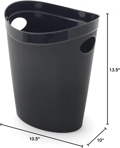 Miniatura 6 de Addis Papelera de plástico para baño, dormitorio, oficina, color negro, 12 LTR