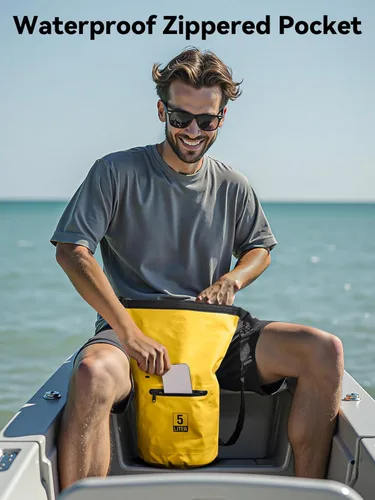 Miniatura 7 de HEETA - Bolsa impermeable con bolsillo frontal con cremallera para mujeres y hombres, 5 L/10 L/20 L/30 L/40 L, mochila de almacenamiento seca