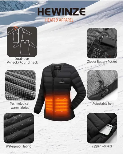 Miniatura 5 de HEWINZE Women's Heated Vest with Battery Pack, Lightweight Quilted Heated Jacket, Heated Puffer Jacket Base Layer
