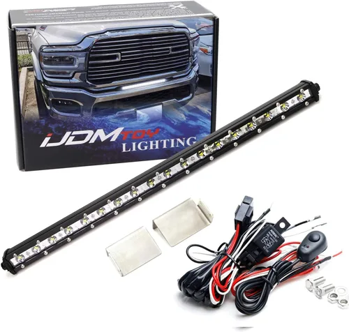 iJDMTOY Kit de barra de luz LED de montaje en hueco de parrilla de 20 pulgadas, compatible con Dodge RAM 2500 3500 2020 en adelante, incluye barra