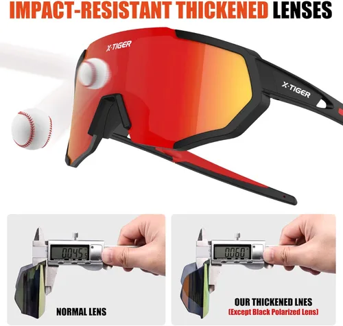 Miniatura 4 de X-TIGER Gafas de sol polarizadas para deportes con 5 lentes intercambiables, gafas de ciclismo para hombres y mujeres, para béisbol, correr, pesca