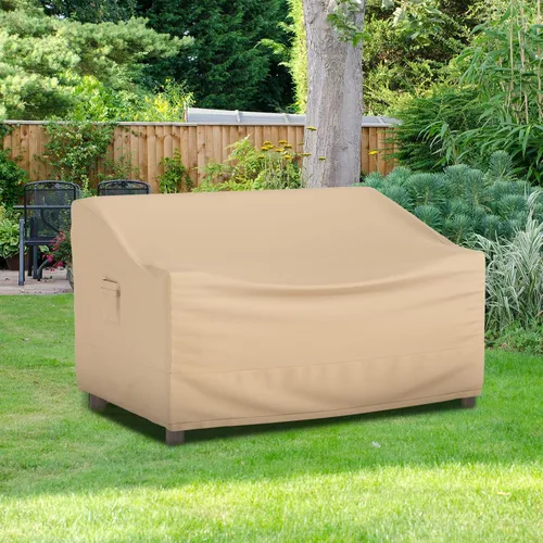 Miniatura 7 de GOFLAME Funda para sofá de patio de 2 plazas, funda resistente para sofá de exteriores, con rejillas de ventilación, asa y hebilla, resistente al