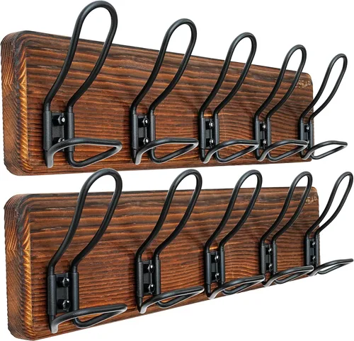 Miniatura 23 de Dseap Perchero de Pared Montado - Perchero Resistente de Granja Rústico de Pared con 5 Ganchos de Alambre para Ropa, Sombrero, Chaqueta, Toalla