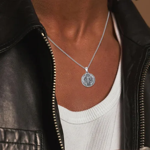Miniatura 473 de Collar de plata de ley 925 con medalla de San Patrón, colgante de protección católica, amuleto, joyería religiosa para hombres y mujeres