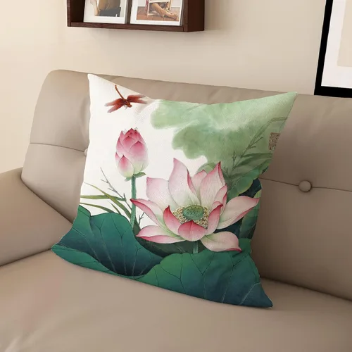 Miniatura 10 de Funda de almohada con estampado digital de loto zen chino, diseño de doble cara para sofá, sala de estar, decoración de dormitorio