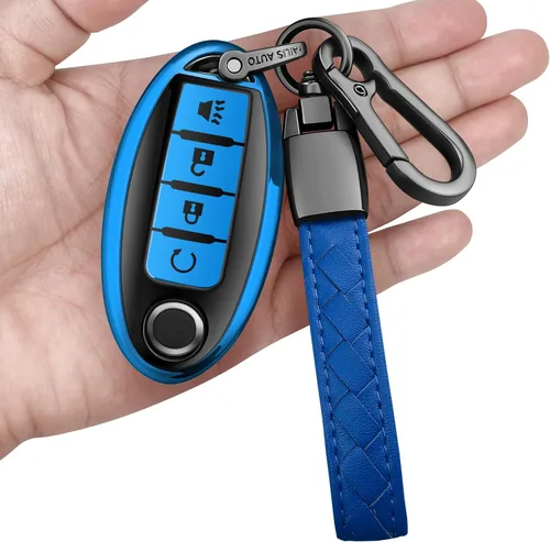 Miniatura 18 de Compatible con Nissan Funda para Llavero con Llavero de Cuero, Funda de Carcasa de Llave de TPU Suave Compatible con Llave Remota Inteligente
