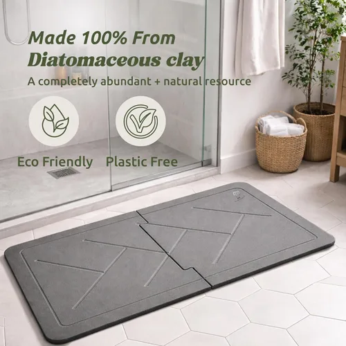 Miniatura 7 de ME MOTHER EARTH Tapete de baño XL de doble cara de piedra de 19.7 x 31.5 pulgadas, tierra de diatomeas, tapete de baño y cocina, 2 piezas de secado