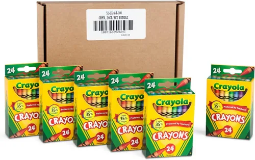 Crayola Crayones - Suministros escolares a granel para niños, caja de crayones de 24 unidades (paquete de 6), colores surtidos