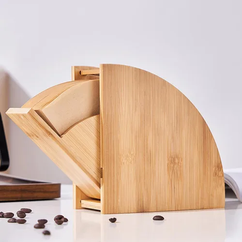 Miniatura 3 de Kichvoe Soporte de filtro de café con forma de ventilador, estante de almacenamiento de papel de café, contenedor de papel de filtro de café
