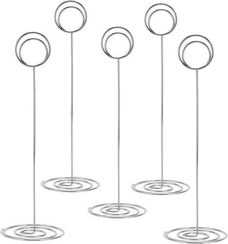 Miniatura 8 de MANGZ Paquete de 15 soportes para números de mesa de 8.75 pulgadas de alto, soporte para tarjetas de lugar, clip de alambre para fotos, perfecto