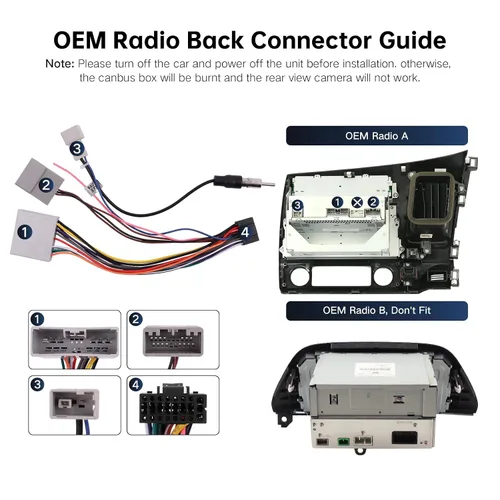 Miniatura 4 de Conector de arnés de cableado de radio de automóvil para Honda Civic 2006-2011, CRV 2007-2011, Pilot 2009-2011 - Cable de alimentación de radio