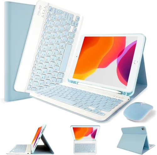 Miniatura 14 de Funda de teclado LAMA para iPad de 10.2 pulgadas, estuche inalámbrico con teclado con soporte para lápices para iPad de 10.2 y 10.5 pulgadas