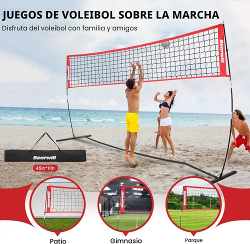 Miniatura 5 de Bearwill Volleyball Net, 12FT/20FT Portable Volleyball Net for Backyard, Freestanding Volley Ball Set Height Adjustable with Carry Bag, Volley Ball
