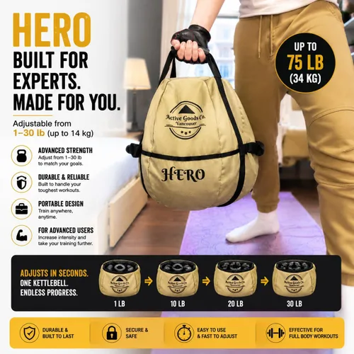 Miniatura 6 de ActiveGoodsCo. Bolsa de arena con pesa rusa para entrenamiento de fitness, diferentes tamaños de 11 libras a 75 libras. Visita para ver