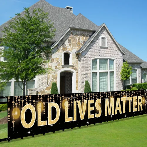 Joyiou Cartel de fondo de cumpleaños Old Lives Matter, divertido regalo de jubilación o cumpleaños 40, 50, 60, 70, 80, decoraciones de fiesta para