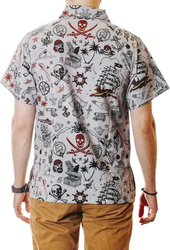 Miniatura 7 de Funny Guy Mugs Mens Hawaiian Print Button Down Short Sleeve Shirt