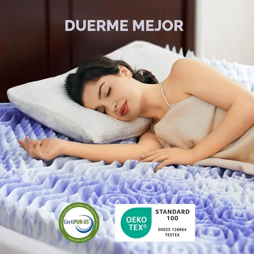Miniatura 3 de Dreamsmith Cubrecolchón de espuma viscoelástica de 3 pulgadas y 7 zonas, tamaño Queen, con infusión de gel para aliviar la presión, fabricado