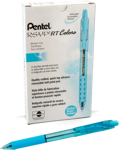 Miniatura 9 de Pentel RSVP RT Colors - Bolígrafo retráctil de punta redonda, línea mediana, barril, tinta rosa, paquete de 2 unidades (BK93CRBP2P)