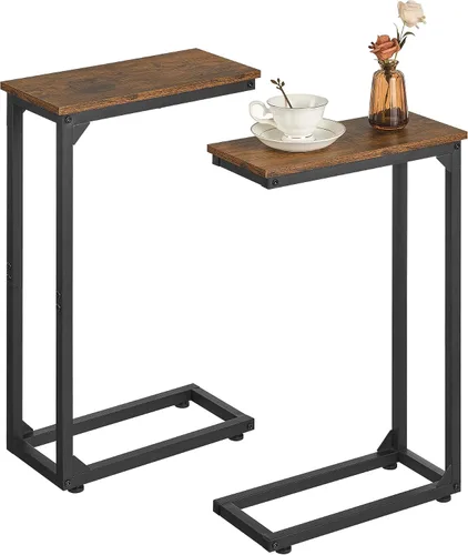 DALEMHOME Mesa auxiliar en forma de C, mesa de sofá que se desliza por debajo, mesa auxiliar pequeña para sofá, sofá y cama, bandejas de TV juego de