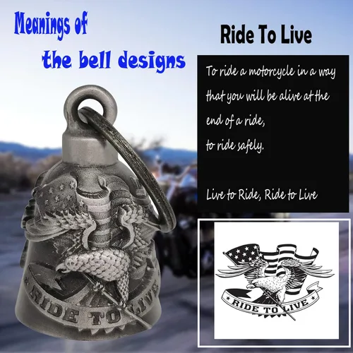 Miniatura 5 de Dream Apparel Campanas de motocicleta para motociclistas, accesorios de campanas pesadas y llavero para la suerte Viaja para vivir