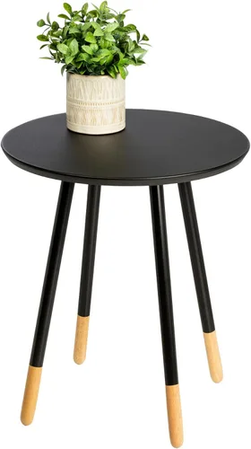Miniatura 4 de Honey-Can-Do Mesa auxiliar, mesa auxiliar pequeña, mesita de noche alta para sala de estar, dormitorio, oficina, baño, color negro