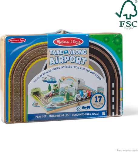 Miniatura 3 de Melissa & Doug Juego de aeropuerto para llevar, vehículos, pistas incorporadas para niños y niñas de 3 años en adelante - Certificado FSC