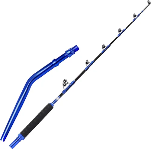 Miniatura 11 de Fiblink 2-Piece Saltwater Offshore Heavy Bent/Straight Butt Trolling Rod Fishing Roller Rod Conventional Boat Deep Sea Fishing Pole