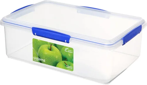 Miniatura 10 de Sistema KLIP IT Recipiente para almacenar alimentos, 5 L, hermético y apilable, sin BPA, transparente con sujetadores azules