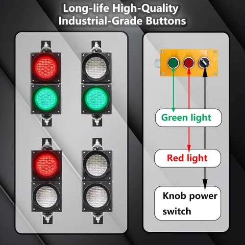 Miniatura 6 de 100-2 4inch 3.937 in tráfico Stop/Go Light/Botón Control/AC 85-265V lámpara LED, PC cubierta resistente al agua IP65